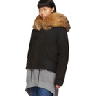 Mr and Mrs Italy Black Down Fur Cropped Jazzy Jacket
