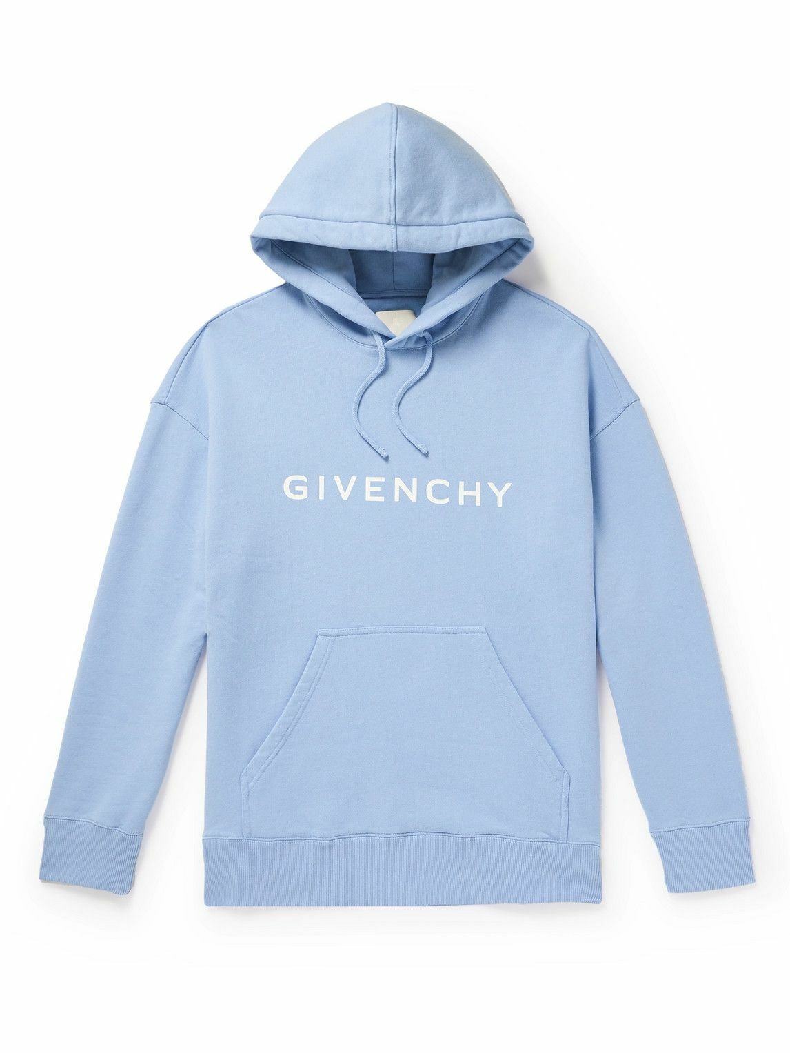 Givenchy - Archetype Logo-Print Cotton-Jersey Hoodie - Blue Givenchy
