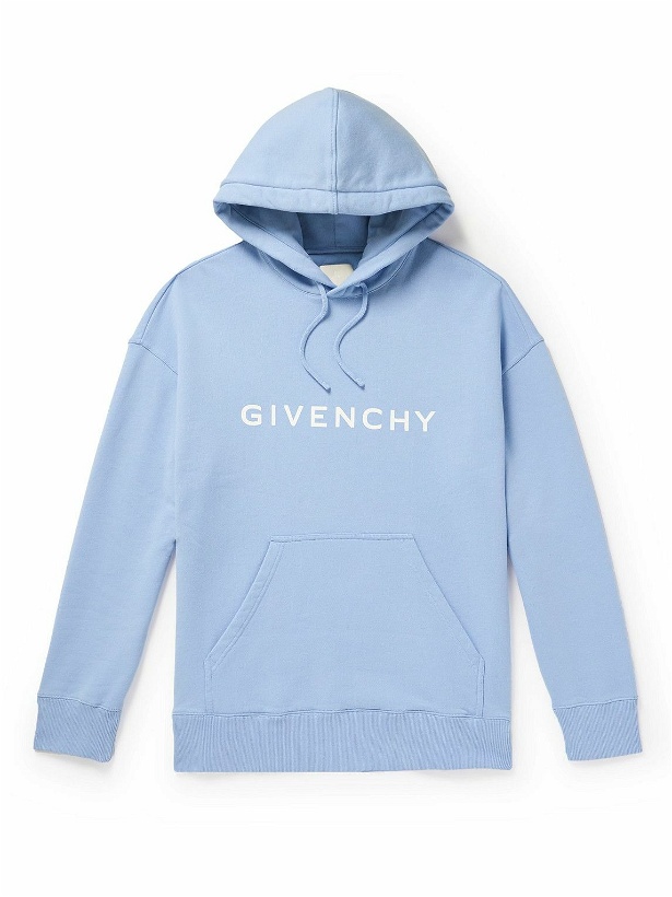Photo: Givenchy - Archetype Logo-Print Cotton-Jersey Hoodie - Blue