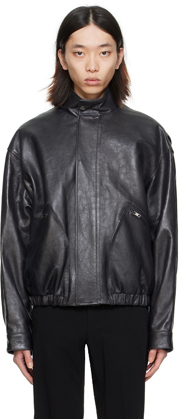 Photo: Wooyoungmi Black Zip Leather Jacket