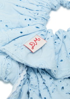 Damson Madder Iris Broderie-anglaise Cotton Scrunchie - Blue - One Size