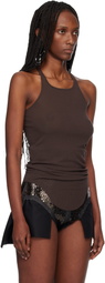 Rick Owens Brown Temple Basic Rib Tank Top