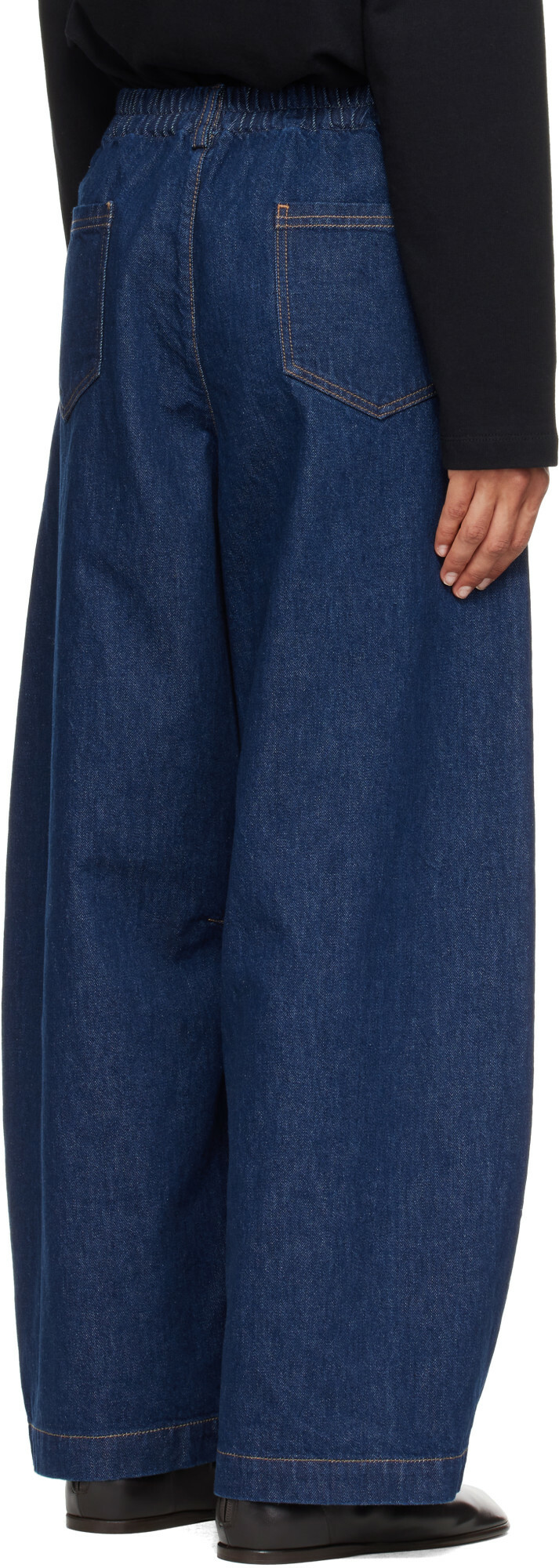 Cordera Navy Curved Baggy Jeans