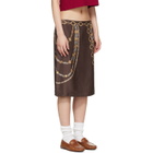 Versace Brown Printed Silk Twill Pencil MIdi Skirt