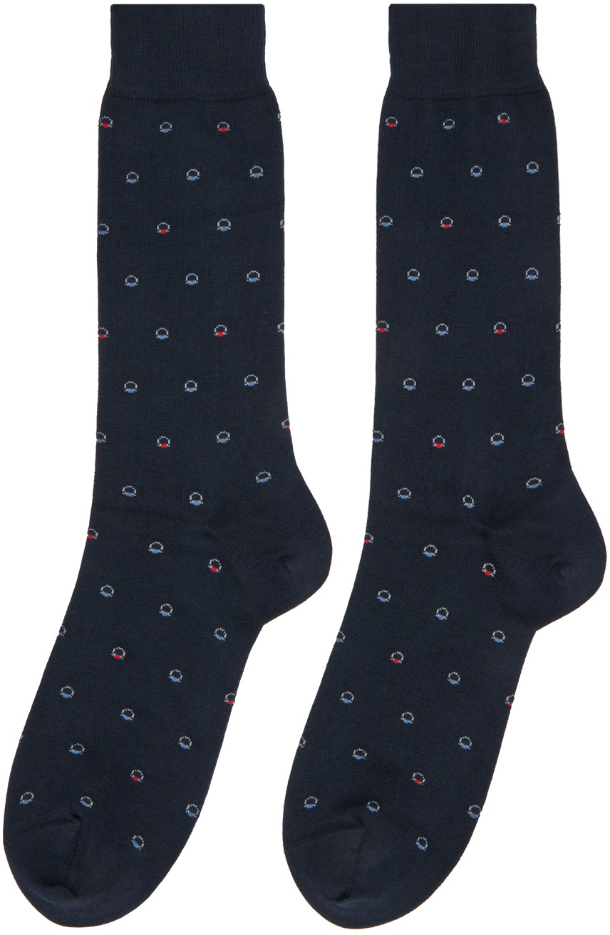 Ferragamo Navy Gancini Socks