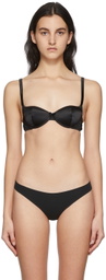 Fleur du Mal Black Satin Luxe Balconette Bra