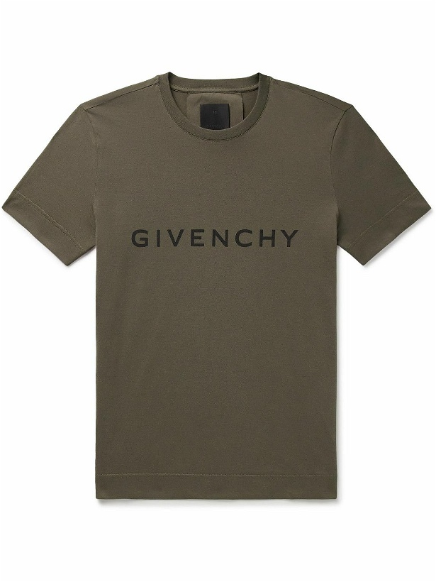 Photo: Givenchy - Slim-Fit Logo-Print Cotton-Jersey T-Shirt - Green