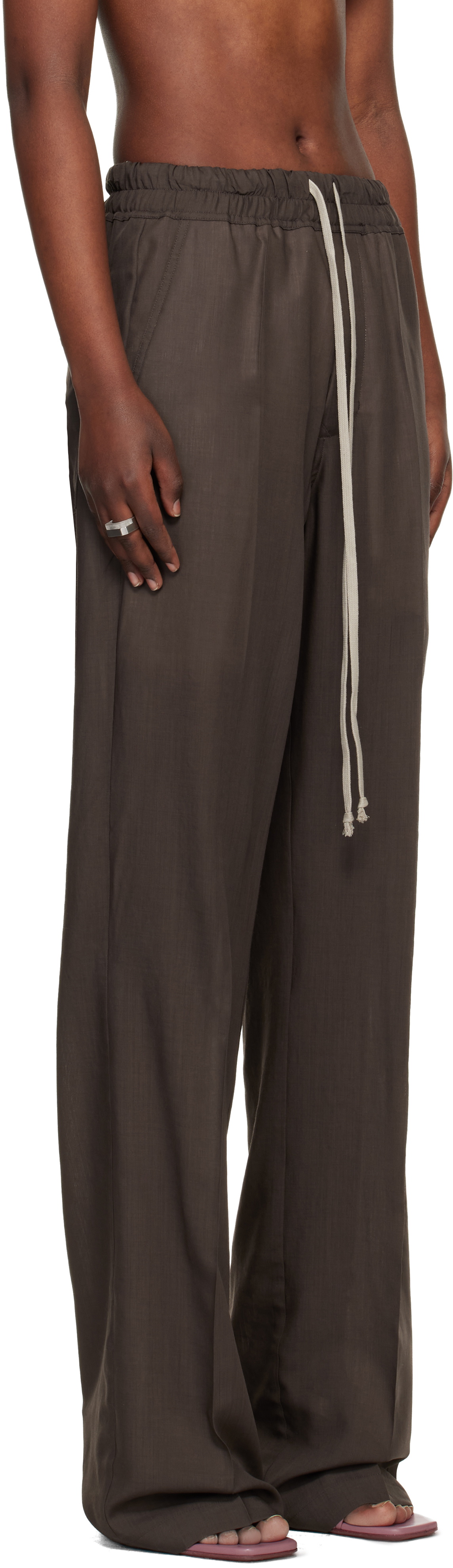 Rick Owens Brown Temple Dietrich Drawstring Lounge Pants