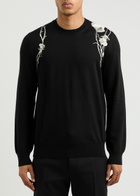 Alexander Mcqueen Floral-embroidered Wool Jumper Black