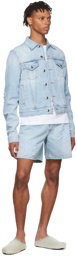 Marni Blue Daisy Denim Shorts