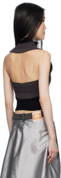 Paula Canovas Del Vas Grey & Black Knit Halter Polo