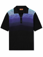 Missoni - Striped Crochet-Knit Cotton and Silk-Blend Polo Shirt - Black