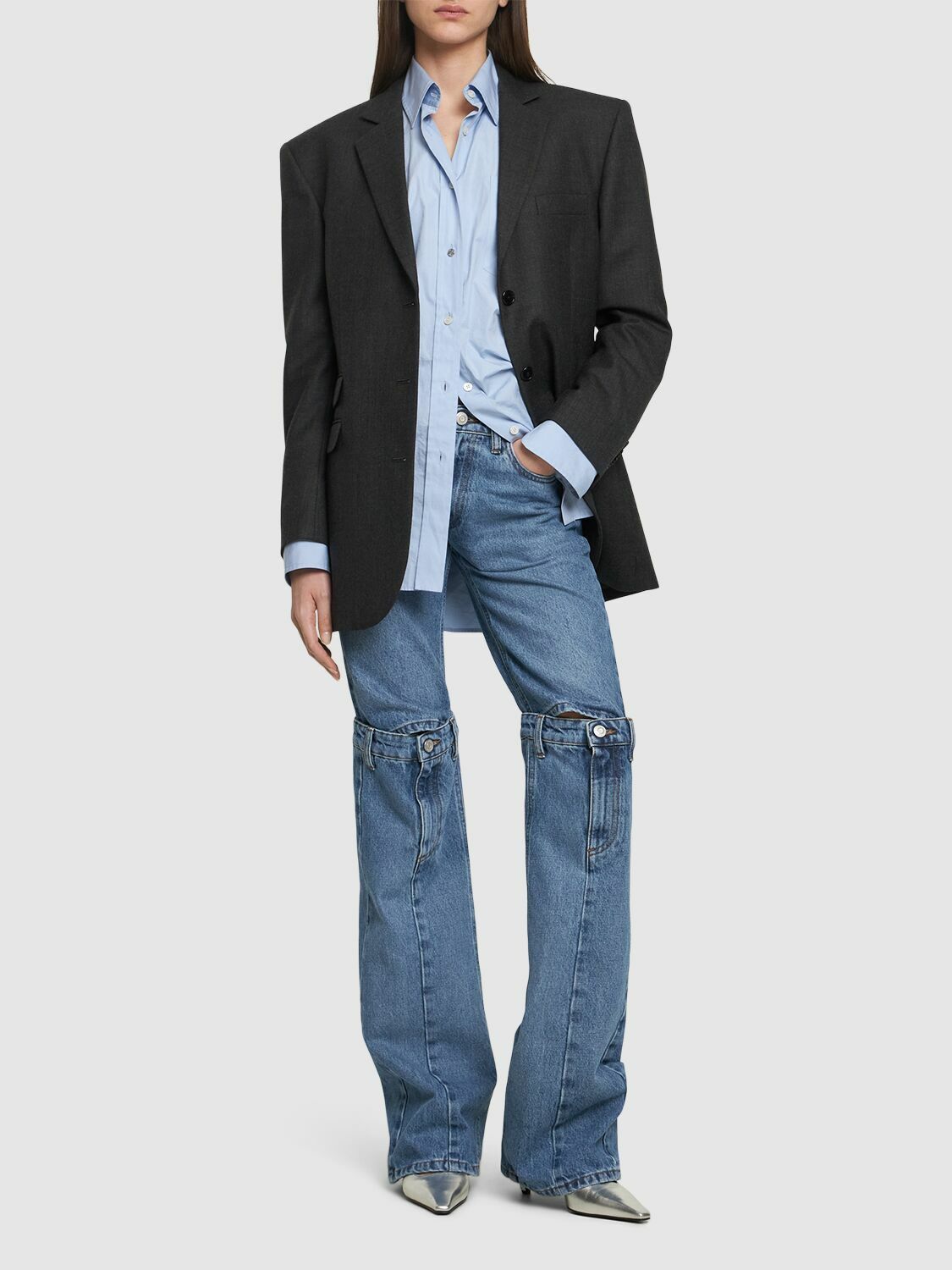 COPERNI - Open-knee Cotton Straight Jeans Coperni