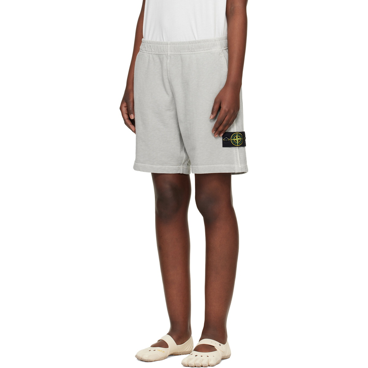 Stone Island Gray 6200014 Malfilé Fleece Old Effect Shorts