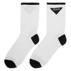 Prada White Triangle Logo Socks