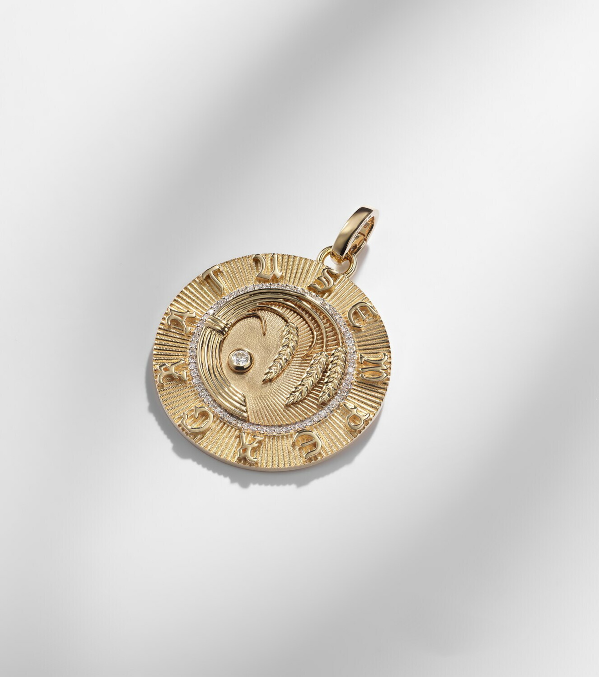 FoundRae Infinite Gratitude Large 18kt gold pendant with diamond