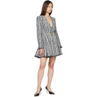 BALMAIN Black & White Buttoned Tweed Flare Minidress