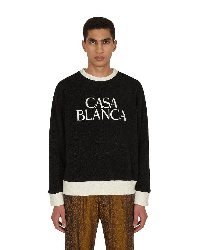 Photo: Casablanca Terry Colour Block Embroidered Crewneck Sweatshirt