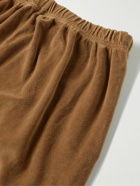 Les Tien - Tapered Garment-Dyed Cotton-Blend Velour Sweatpants - Brown
