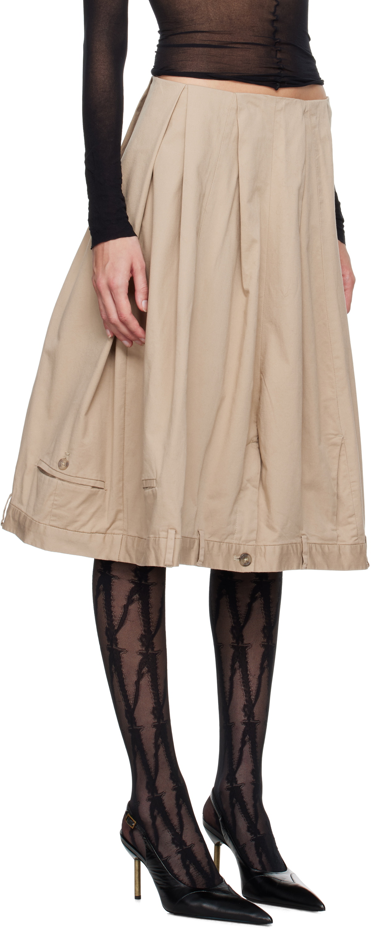 HODAKOVA Beige Upside Down Chinos Wide Midi Skirt