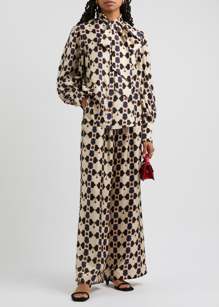 Borgo DE Nor Melia Printed Silk-satin Trousers Multicoloured