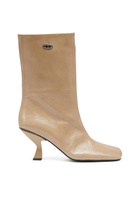 Diesel D-Amber-Square-toe ankle boots with naplak effect - Boots Womens in Beige