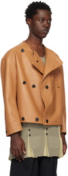 T/SEHNE Orange Button Leather Jacket