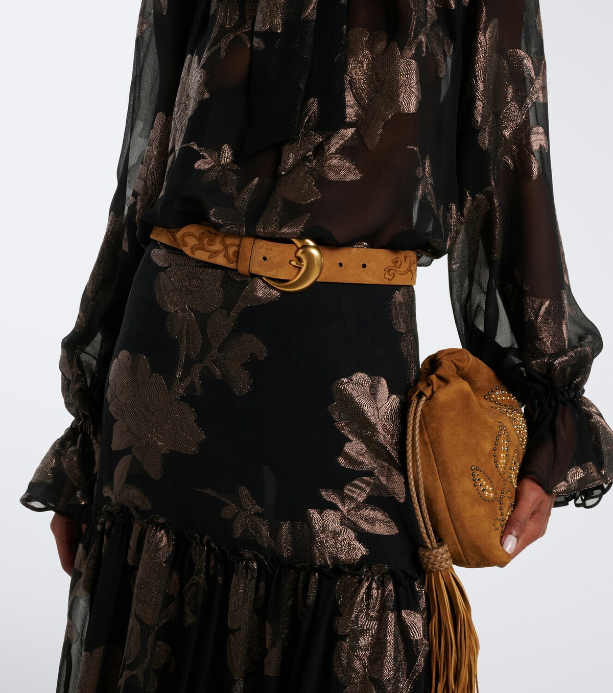 Etro Embroidered suede belt
