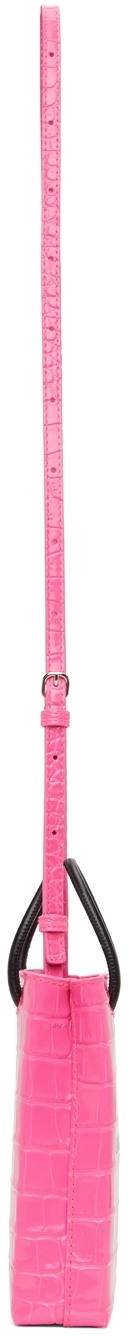 Balenciaga Pink Croc Shopping Phone Holder Bag Balenciaga