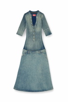 Diesel Drop-waist midi dress in knit and denim - Dresses Womens in Blue