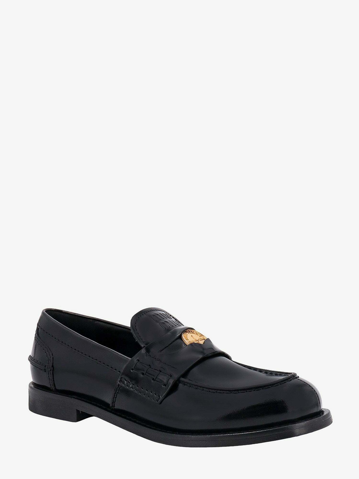 Miu Loafers Black Gray Calfskin