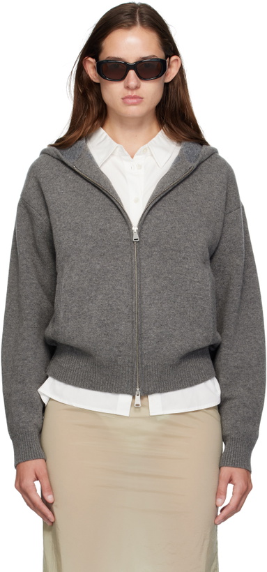 Photo: COOR Gray Double Face Wool Zip Hoodie