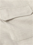 Brunello Cucinelli - Herringbone Linen, Silk, Wool and Cotton-Blend Overshirt - Neutrals