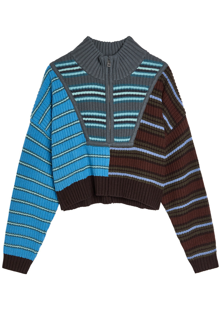 Staud Hampton Striped Cotton-blend Jumper Multicoloured