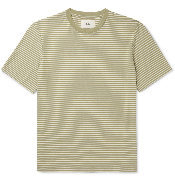 Photo: Folk - Striped Cotton-Jersey T-Shirt - Green