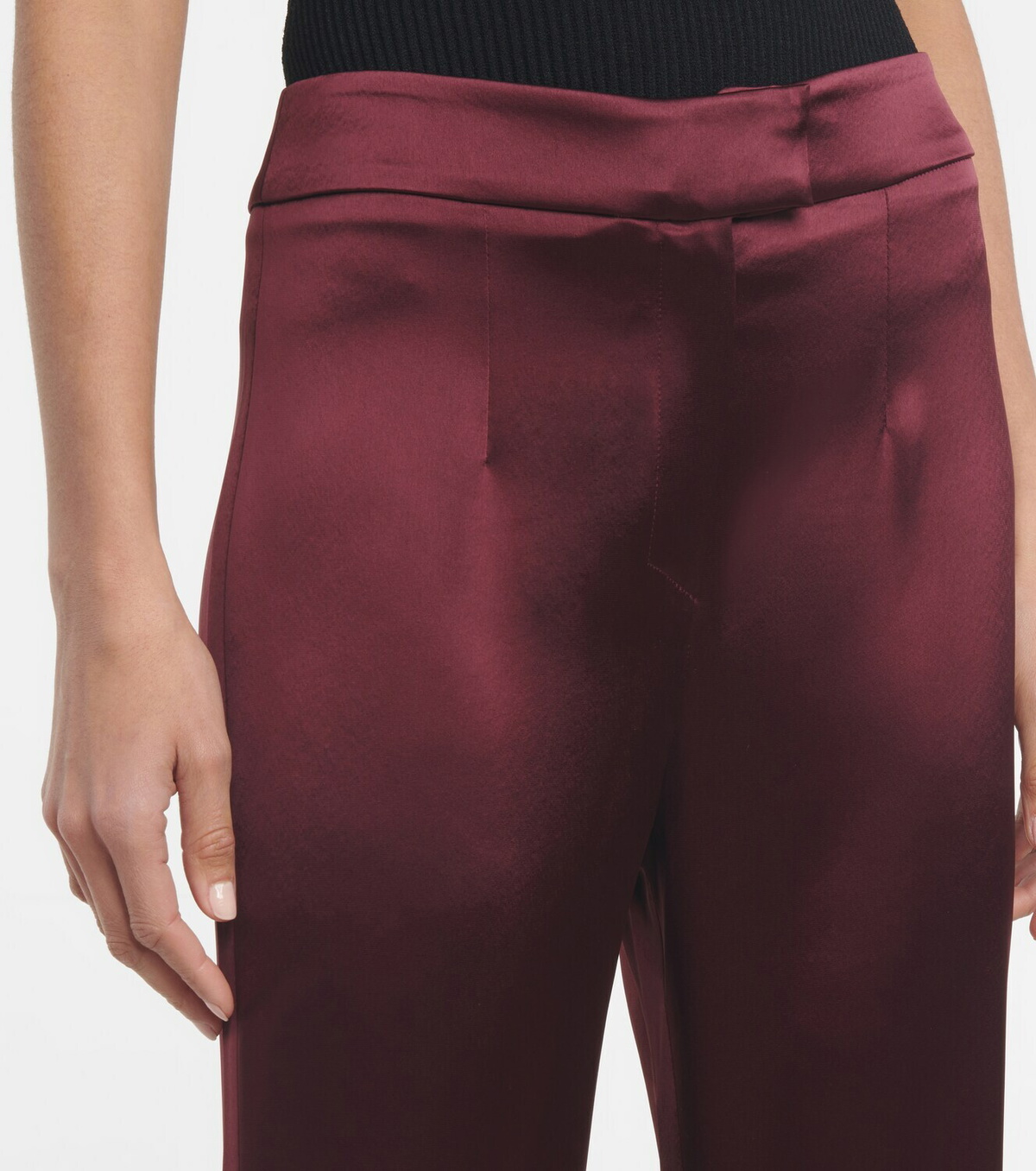 Galvan High-rise satin flared pants