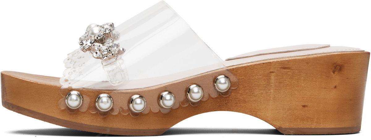 Simone Rocha Transparent Embellished Scalloped Wooden Heeled Sandals
