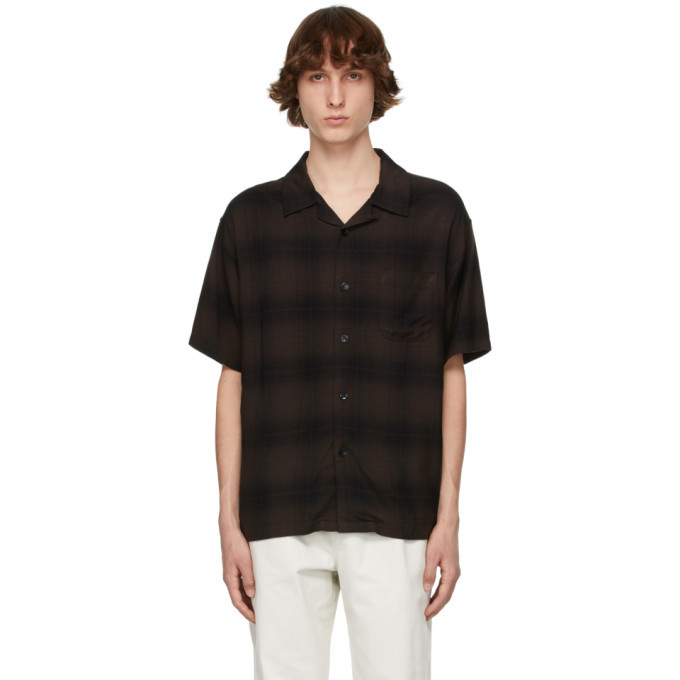 『stussy』 Boxy Shadow Plaid shirt ブラウン　M Stussy Brown Boxy Plaid Shadow Short Sleeve Shirt Stussy