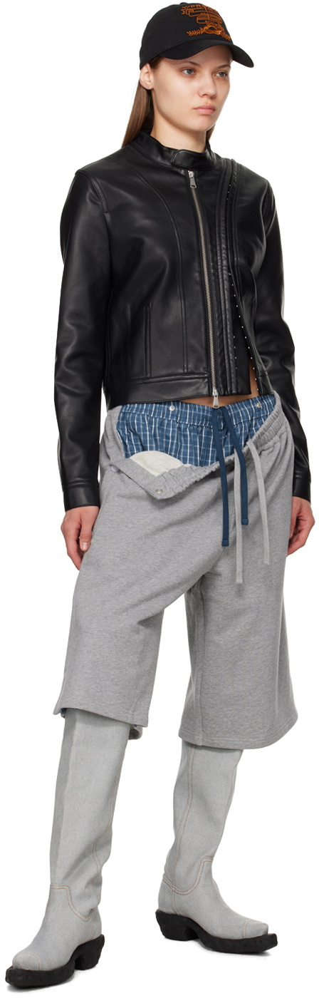 Y/Project Black Hook & Eye Faux-Leather Jacket Y/Project