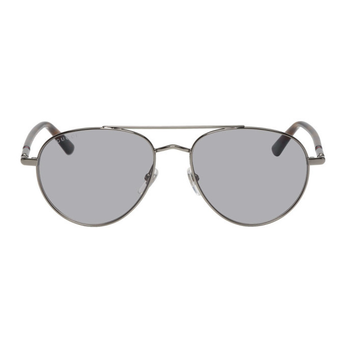 Photo: Gucci Gunmetal Aviator Sunglasses