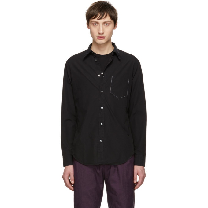 Photo: Maison Margiela Black Garment-Dyed Slim Shirt