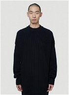 Contrast Panel Chunky-Knit Sweater in Black