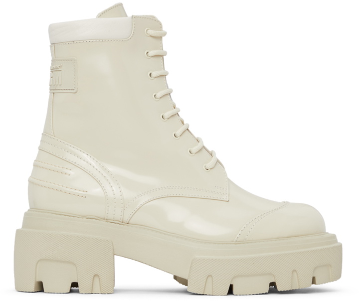 Photo: MSGM Beige Patent Combat Boots