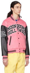 Noon Goons Pink & Black Varsity Bomber Jacket