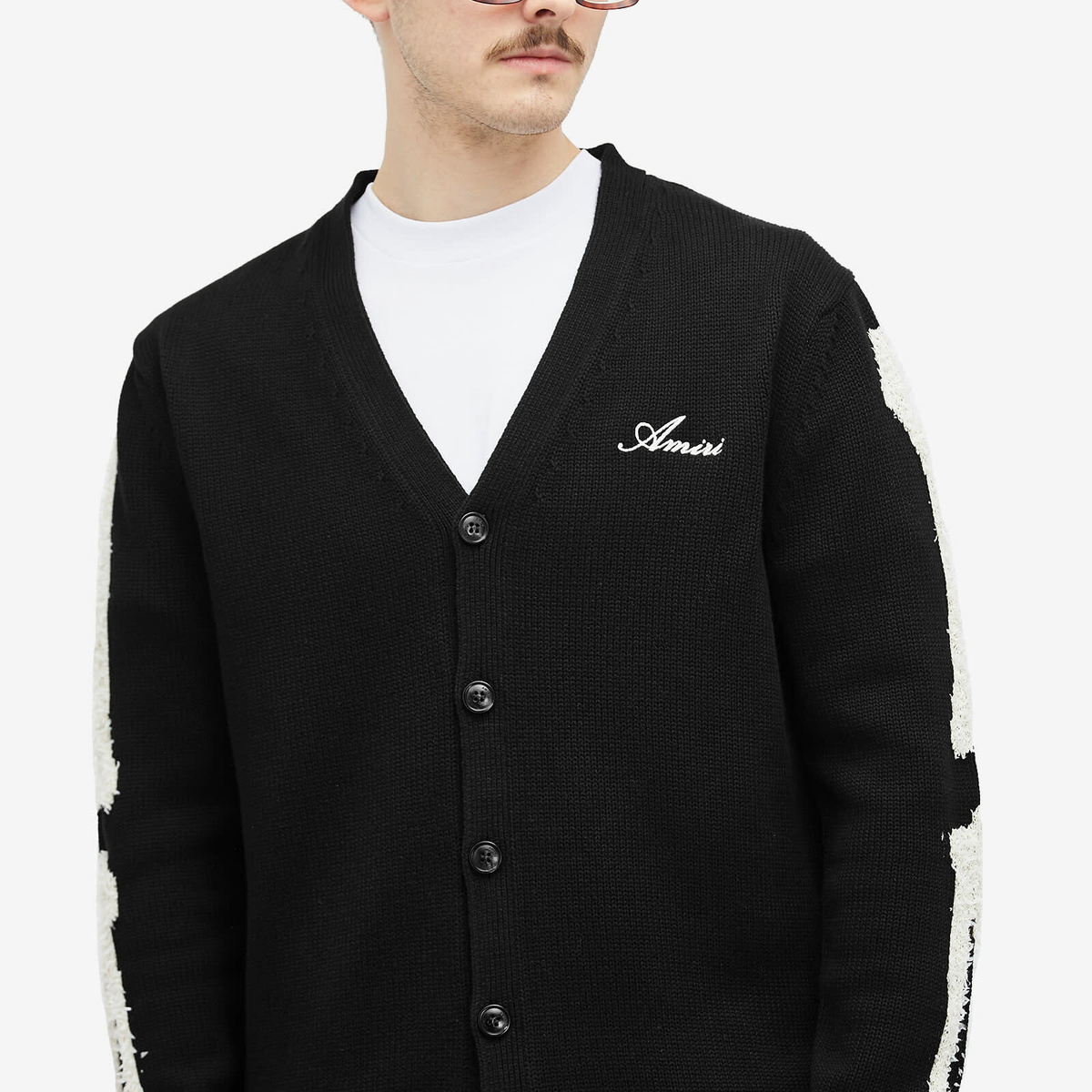 AMIRI Men's Bones Knit Cardigan in Black Amiri