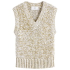 AMI Paris Men's Sleeveless V Neck Sweater in White Cream/Lichen