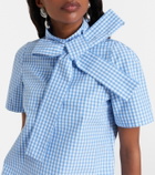 Shushu/Tong Bow-detail gingham cotton top