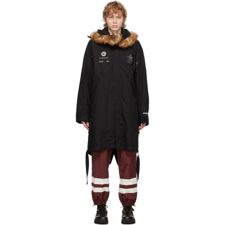 Photo: Undercover Black Fur Lined Throne of Blood Parka