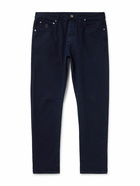 Brunello Cucinelli - Tapered Garment-Dyed Stretch-Cotton Trousers - Blue