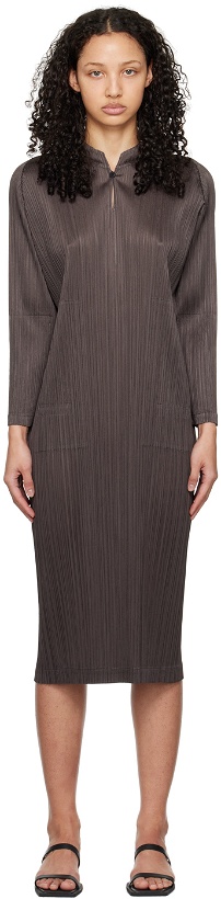 Photo: PLEATS PLEASE ISSEY MIYAKE Gray Monthly Colors January Maxi Dress